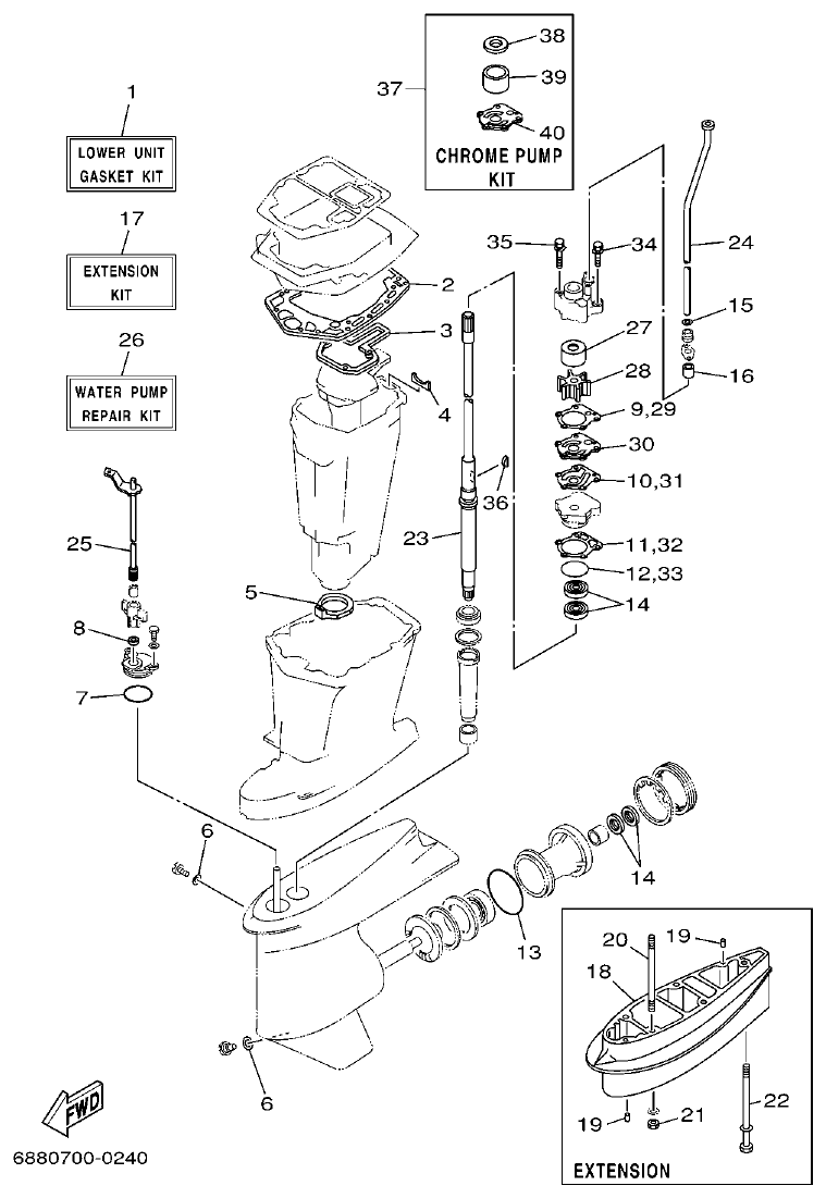 Yamaha E75B REPAIR KIT 2 parts diagram